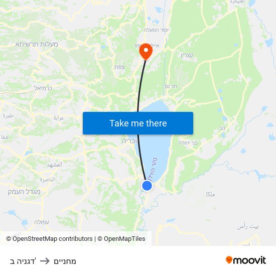 דגניה ב' to מחניים map