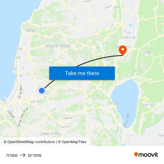 טמרה to מחניים map