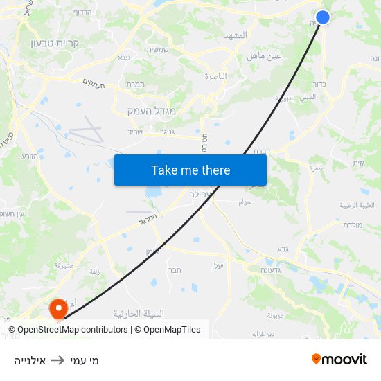 אילנייה to מי עמי map