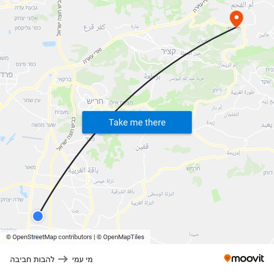 להבות חביבה to מי עמי map