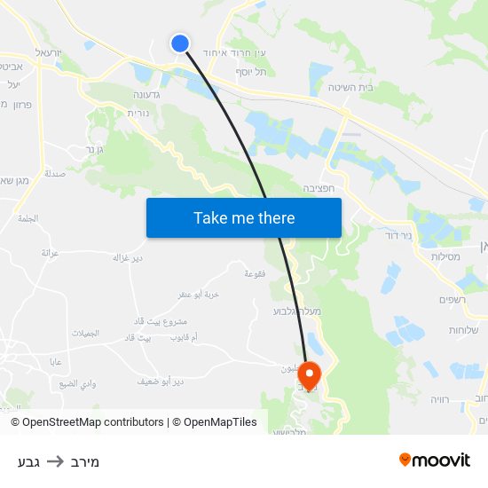 גבע to מירב map