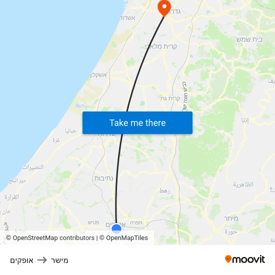 אופקים to מישר map
