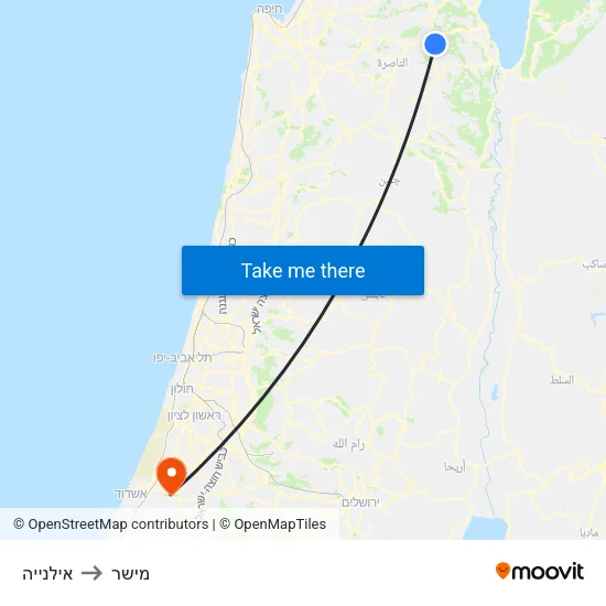 אילנייה to מישר map