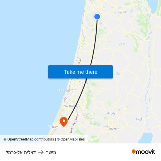 דאלית אל-כרמל to מישר map