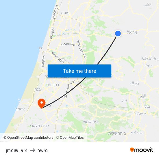 מ.א. שומרון to מישר map