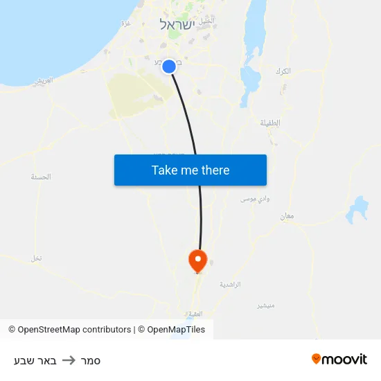באר שבע to סמר map