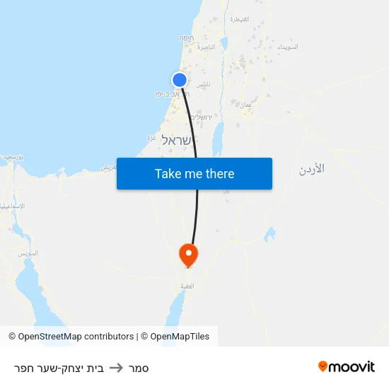 בית יצחק-שער חפר to סמר map