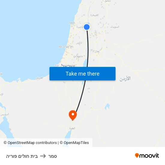 בית חולים פוריה to סמר map
