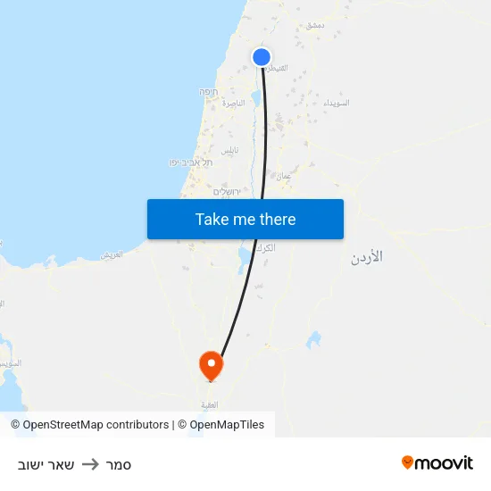 שאר ישוב to סמר map