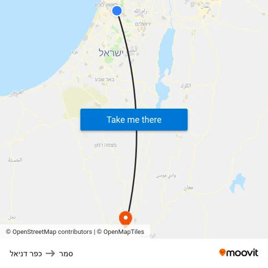 כפר דניאל to סמר map