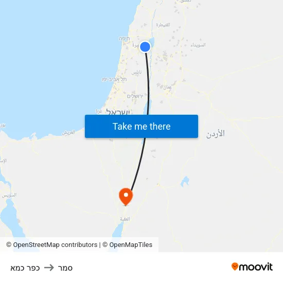 כפר כמא to סמר map