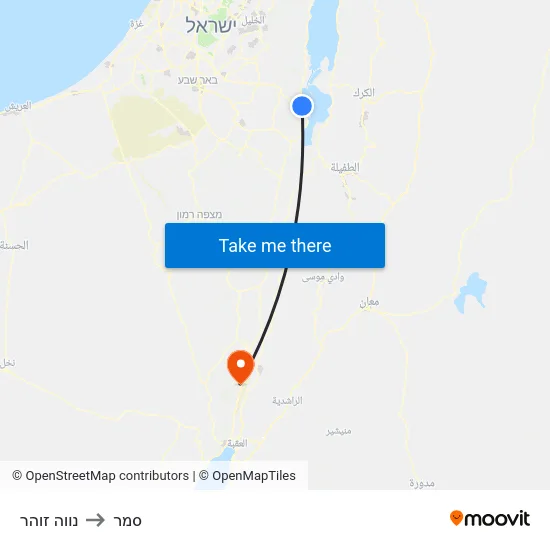 נווה זוהר to סמר map