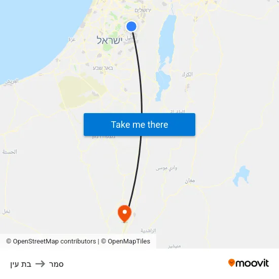 בת עין to סמר map