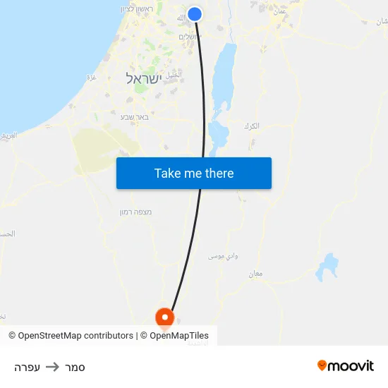 עפרה to סמר map