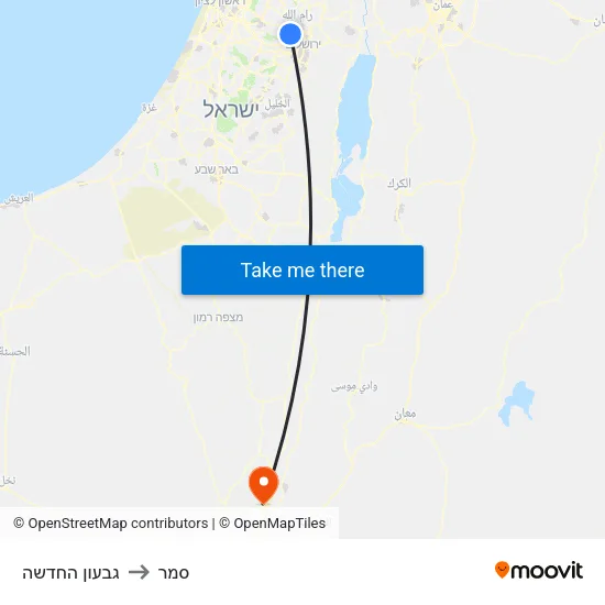 גבעון החדשה to סמר map