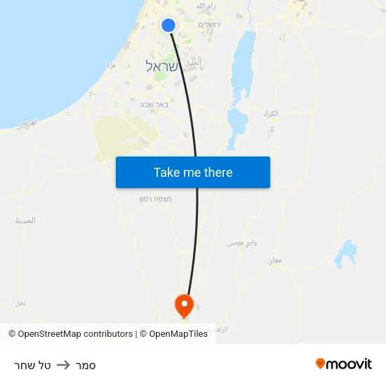 טל שחר to סמר map