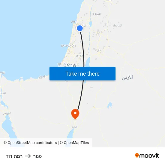רמת דוד to סמר map