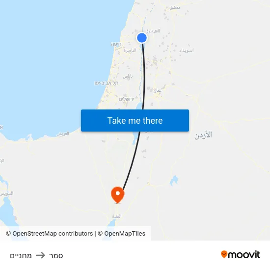 מחניים to סמר map