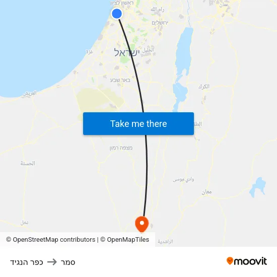 כפר הנגיד to סמר map