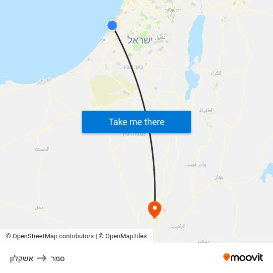 אשקלון to סמר map