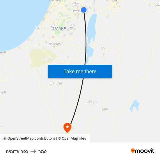 כפר אדומים to סמר map