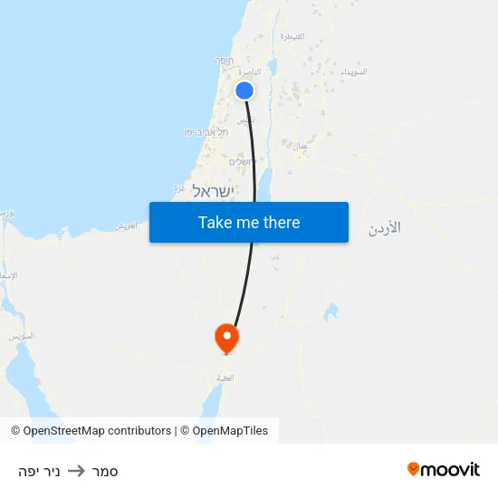 ניר יפה to סמר map