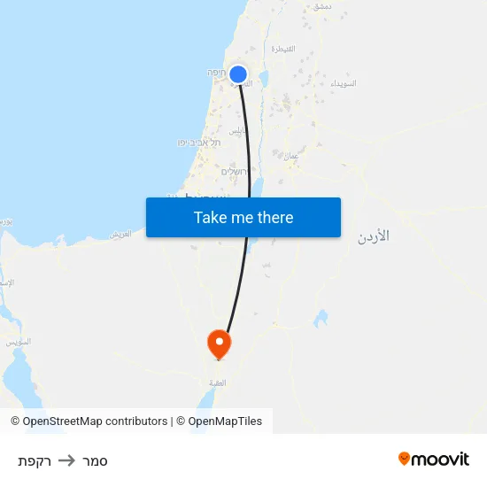 רקפת to סמר map