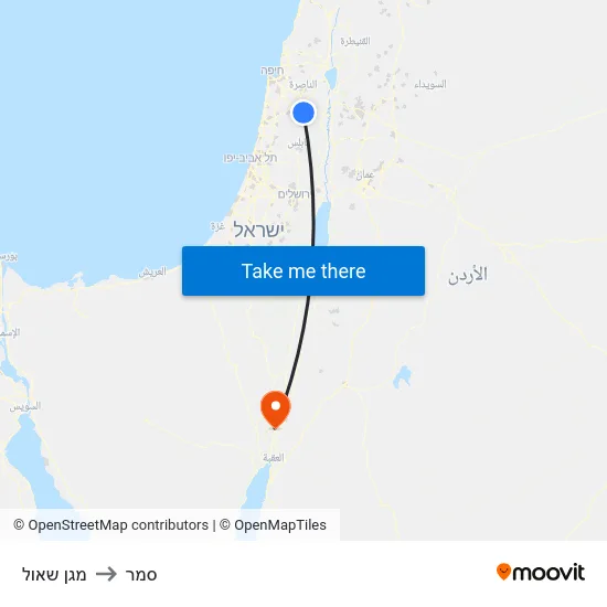 מגן שאול to סמר map