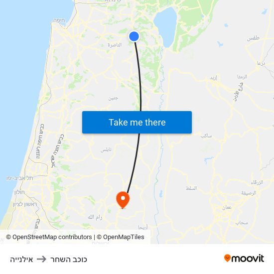 אילנייה to כוכב השחר map