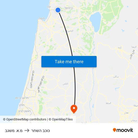 מ.א. משגב to כוכב השחר map