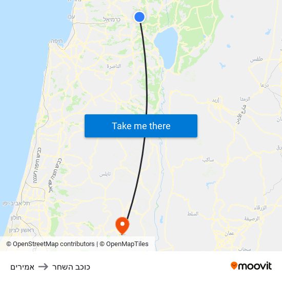 אמירים to כוכב השחר map