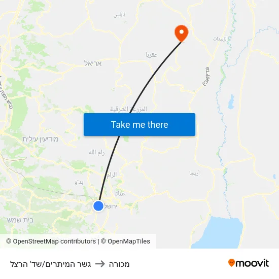 גשר המיתרים/שד' הרצל to מכורה map