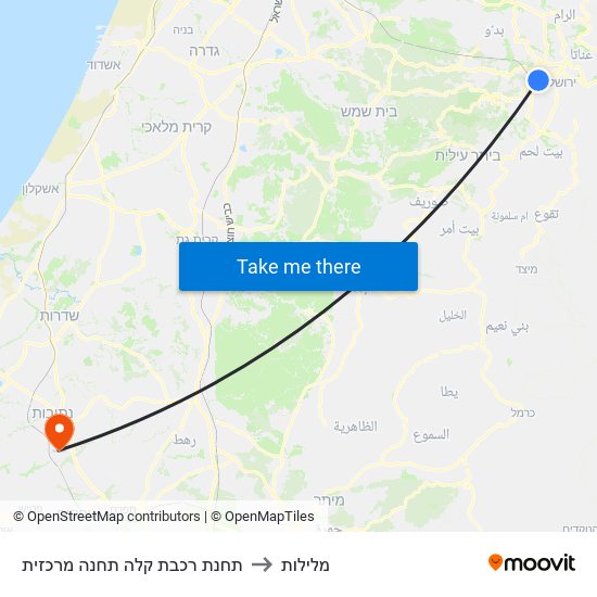 תחנת רכבת קלה תחנה מרכזית to מלילות map