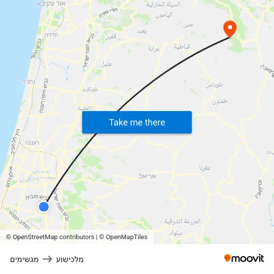 מגשימים to מלכישוע map