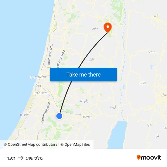 תעוז to מלכישוע map