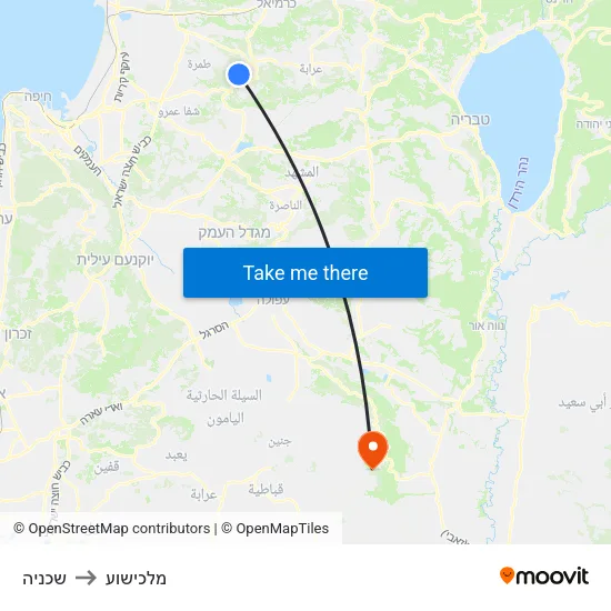 שכניה to מלכישוע map