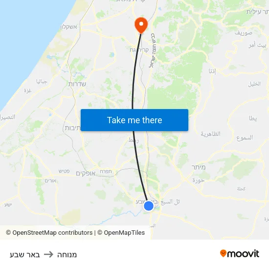 באר שבע to מנוחה map