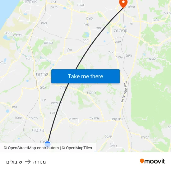 שיבולים to מנוחה map