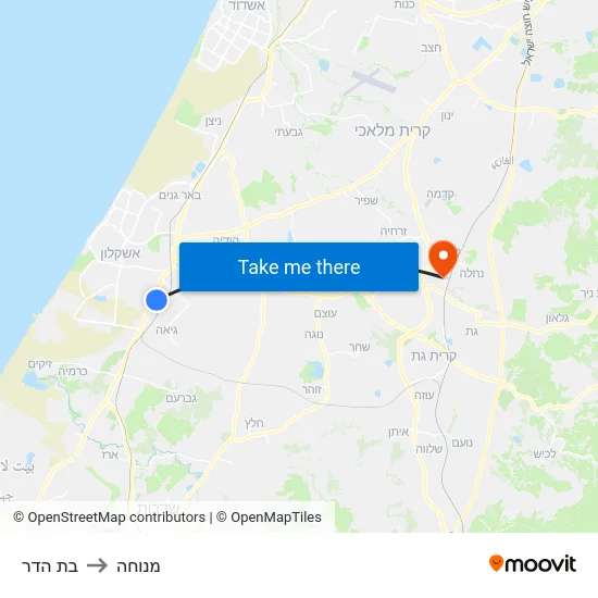 בת הדר to מנוחה map