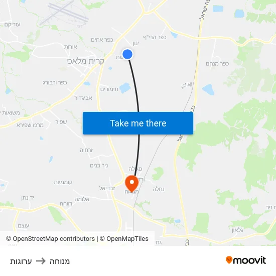 ערוגות to מנוחה map