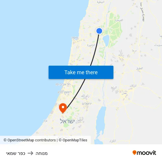 כפר שמאי to מנוחה map
