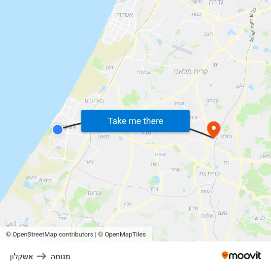 אשקלון to מנוחה map