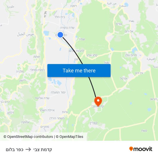 כפר בלום to קדמת צבי map