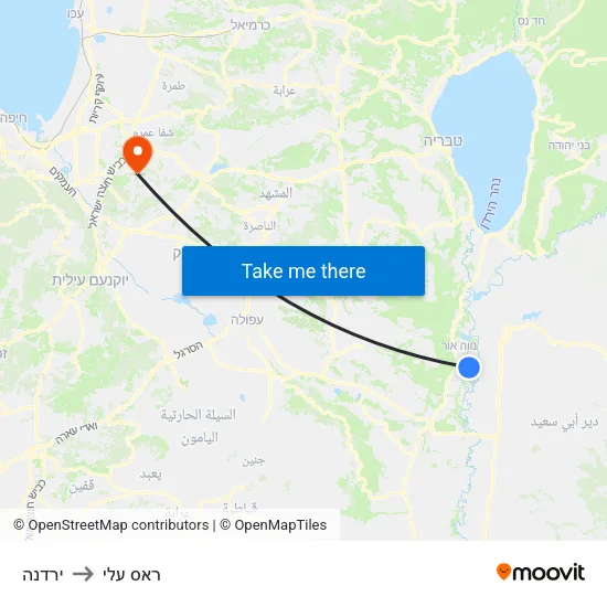 ירדנה to ראס עלי map