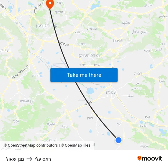 מגן שאול to ראס עלי map