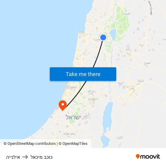 אילנייה to כוכב מיכאל map