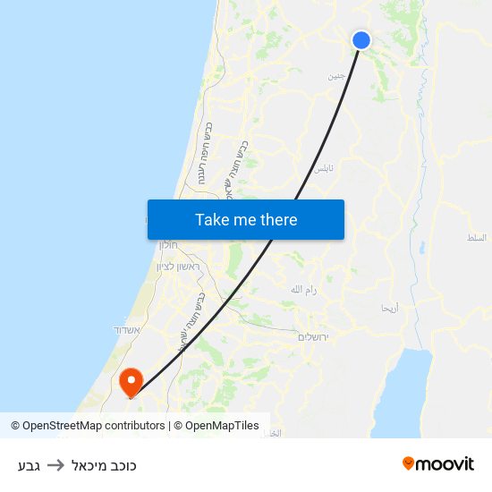 גבע to כוכב מיכאל map