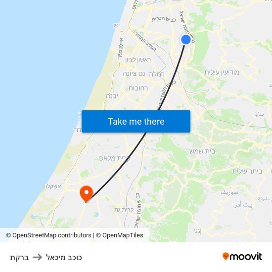 ברקת to כוכב מיכאל map