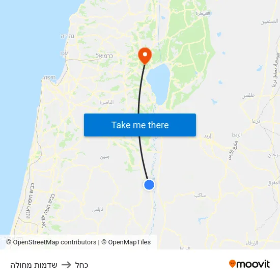 שדמות מחולה to כחל map