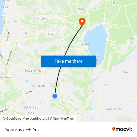כפר יחזקאל to כחל map